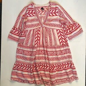 Vera Moda RED Dicthe Tunic in red and cream women’s small